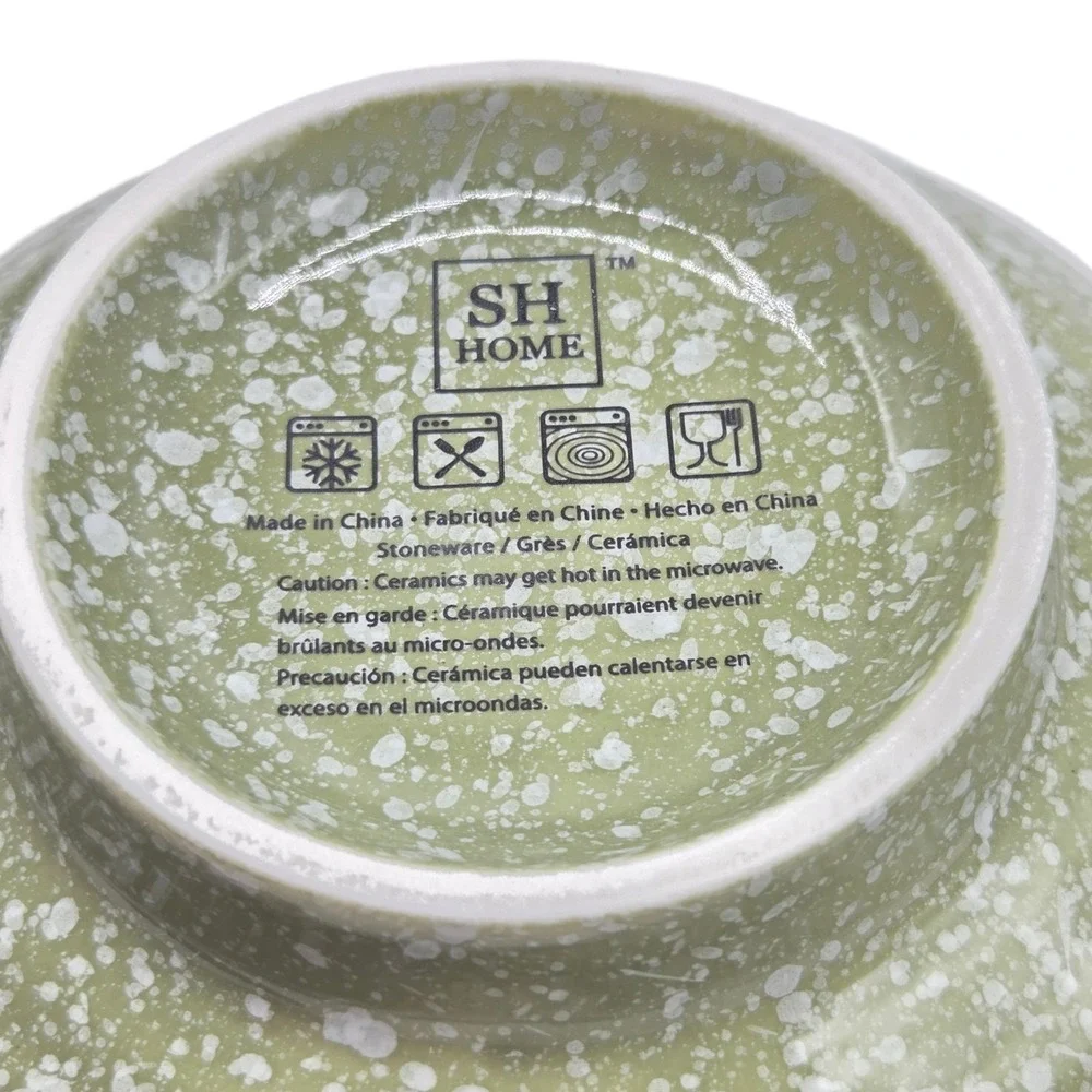 SH Home Sakura Cherry Blossom Ceramic Ramen Noodle Bowl‎ Green Chopsticks Spoon